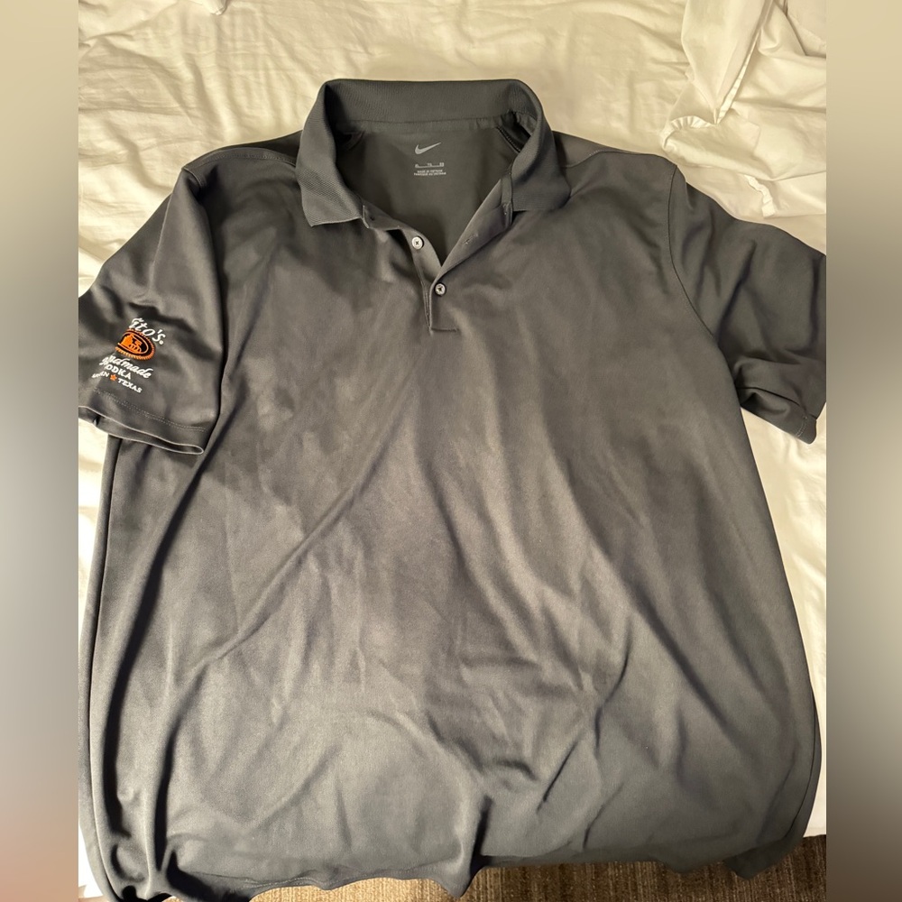 Nike Polo Shirt Mens XL Gray DriFIT Casual Golf  Titos Vodka